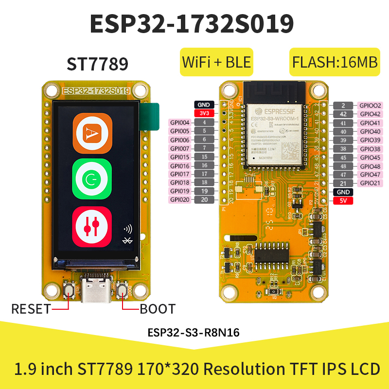 ESP32-S3 1.9 Inch IPS LCD 170* - Home Automation Arduino recension och pris