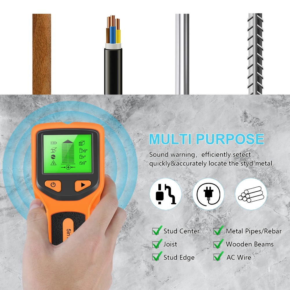 5 in 1 Digital Stud Detector H - Water Leak Detector Wired recension och pris