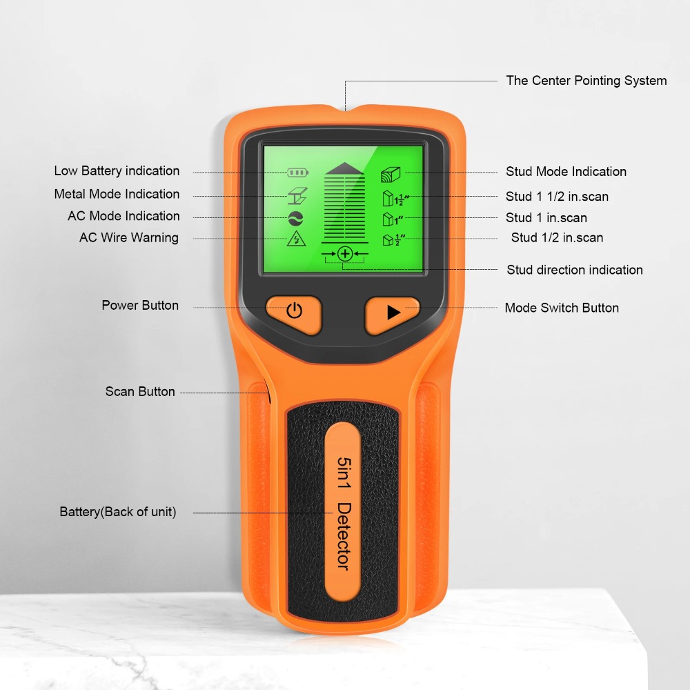 5 in 1 Digital Stud Detector H - Water Leak Detector Wired recension och pris
